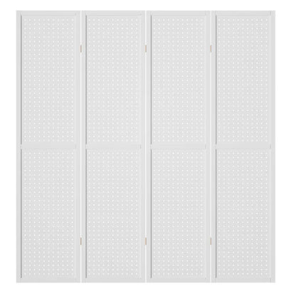 Artiss 4 Panel Room Divider Screen 164x170cm Pegboard White - Mekamart Australia