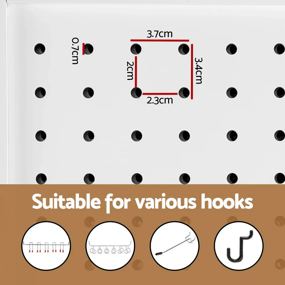 Artiss 4 Panel Room Divider Screen 164x170cm Pegboard White - Mekamart Australia