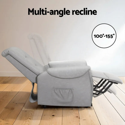 Artiss Recliner Chair Lift Assist Chair Leather Grey - Mekamart Australia