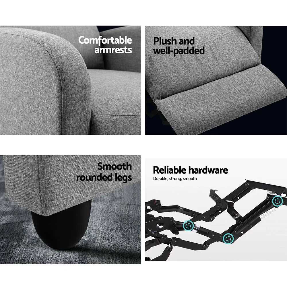 Artiss Recliner Armchair Grey Fabric Bolivia - Mekamart Australia