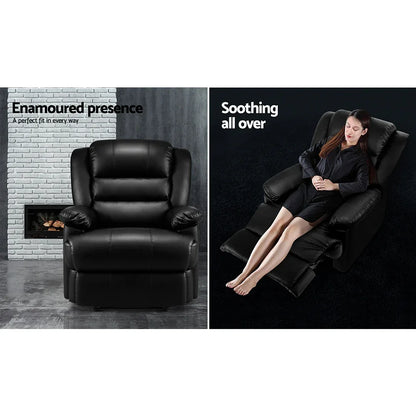Artiss Recliner Chair Leather Black Cissy - Mekamart Australia