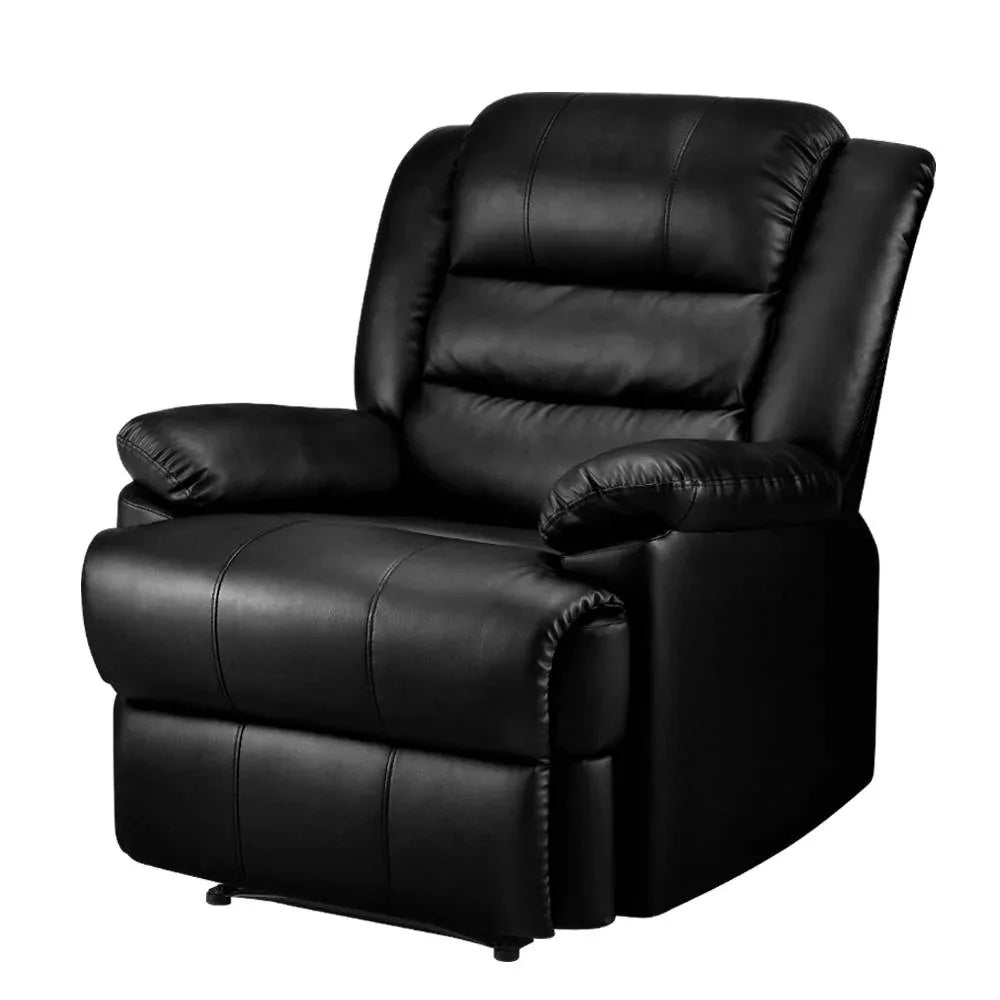 Artiss Recliner Chair Leather Black Cissy - Mekamart Australia