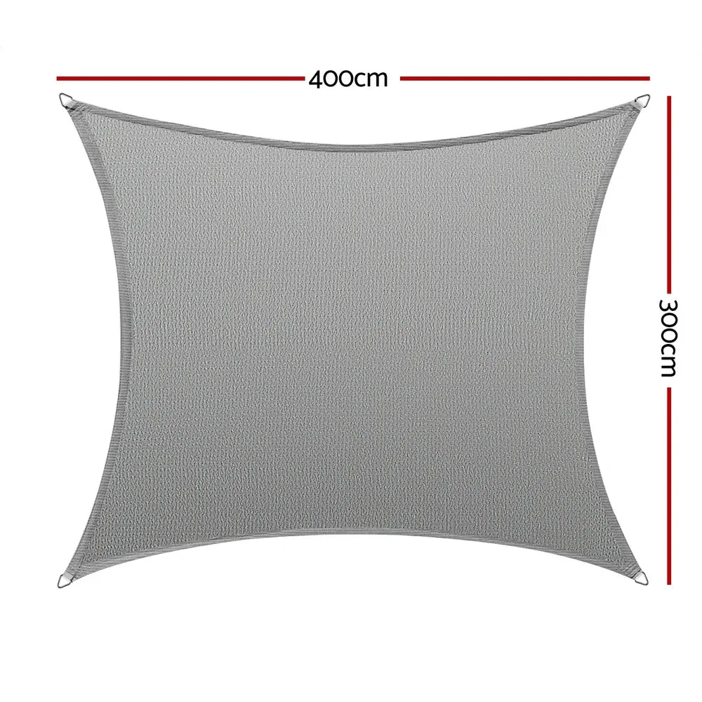 Instahut Shade Sail Cloth Shadecloth Rectangle Canopy 280gsm 3x4m - Mekamart Australia