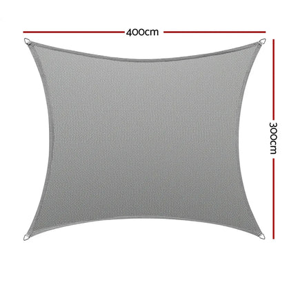 Instahut Shade Sail Cloth Shadecloth Rectangle Canopy 280gsm 3x4m - Mekamart Australia