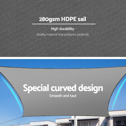 Instahut Shade Sail Cloth Shadecloth Rectangle Canopy 280gsm 3x4m - Mekamart Australia