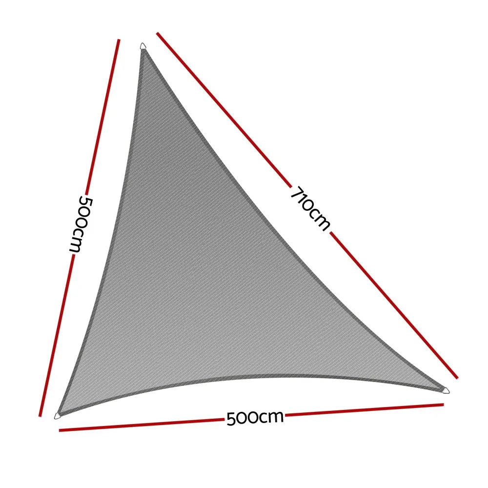 Instahut Shade Sail Cloth Shadecloth Canopy Triangle 280gsm 5x5x7.1m - Mekamart Australia