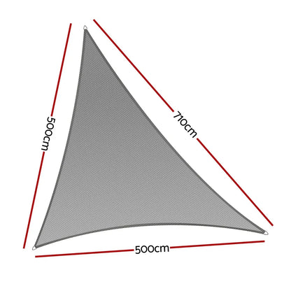 Instahut Shade Sail Cloth Shadecloth Canopy Triangle 280gsm 5x5x7.1m - Mekamart Australia