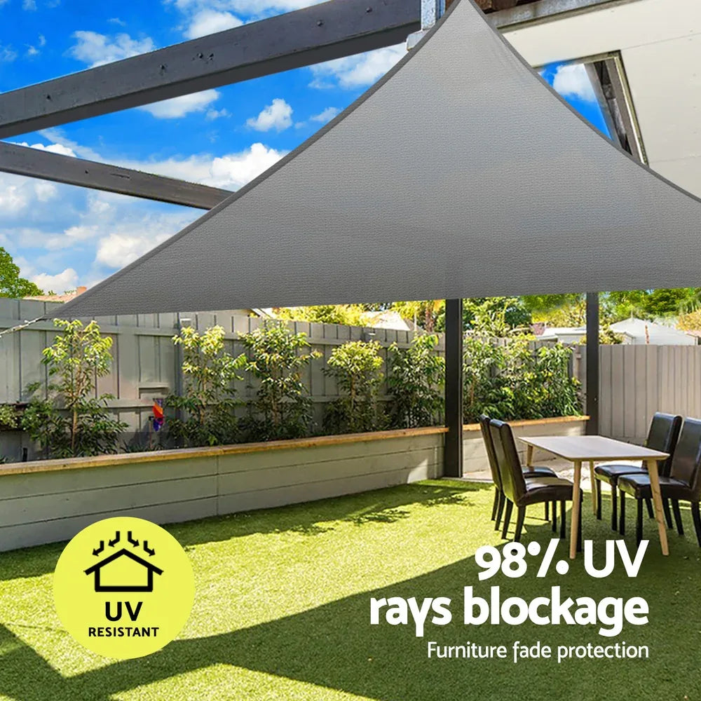 Instahut Shade Sail Cloth Shadecloth Canopy Triangle 280gsm 5x5x7.1m - Mekamart Australia