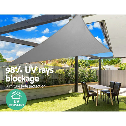 Instahut Shade Sail 6x6x6m Triangle 280GSM 98% Grey Shade Cloth - Mekamart Australia