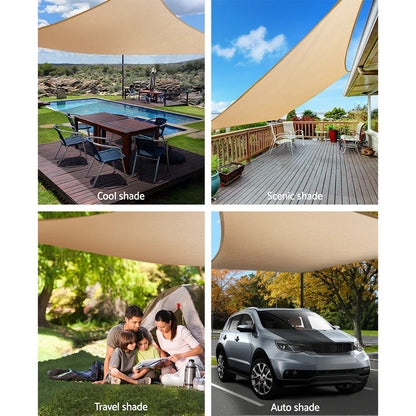 Instahut Shade Sail 3x6m Rectangle 185GSM 95% Sand Shade Cloth - Mekamart Australia