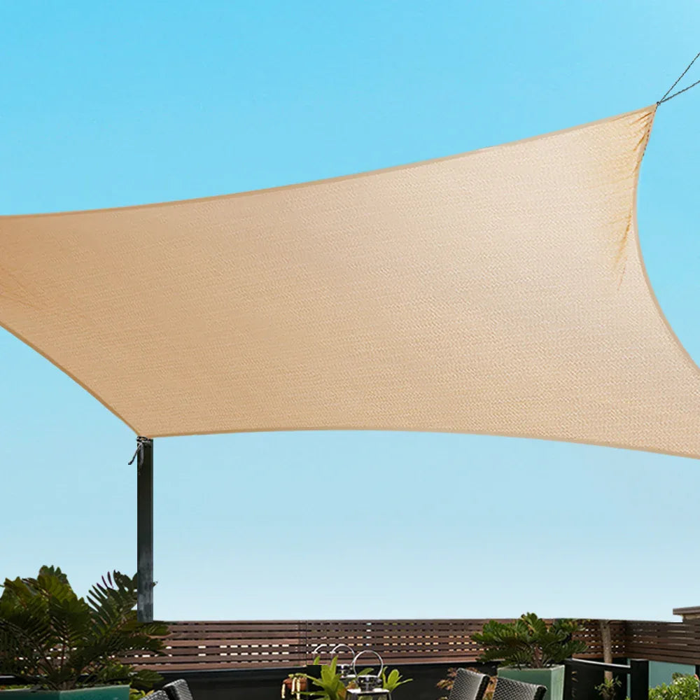 Instahut Shade Sail 3x6m Rectangle 185GSM 95% Sand Shade Cloth - Mekamart Australia