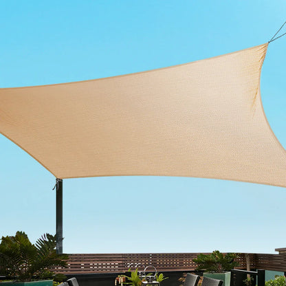 Instahut Shade Sail 3x6m Rectangle 185GSM 95% Sand Shade Cloth - Mekamart Australia