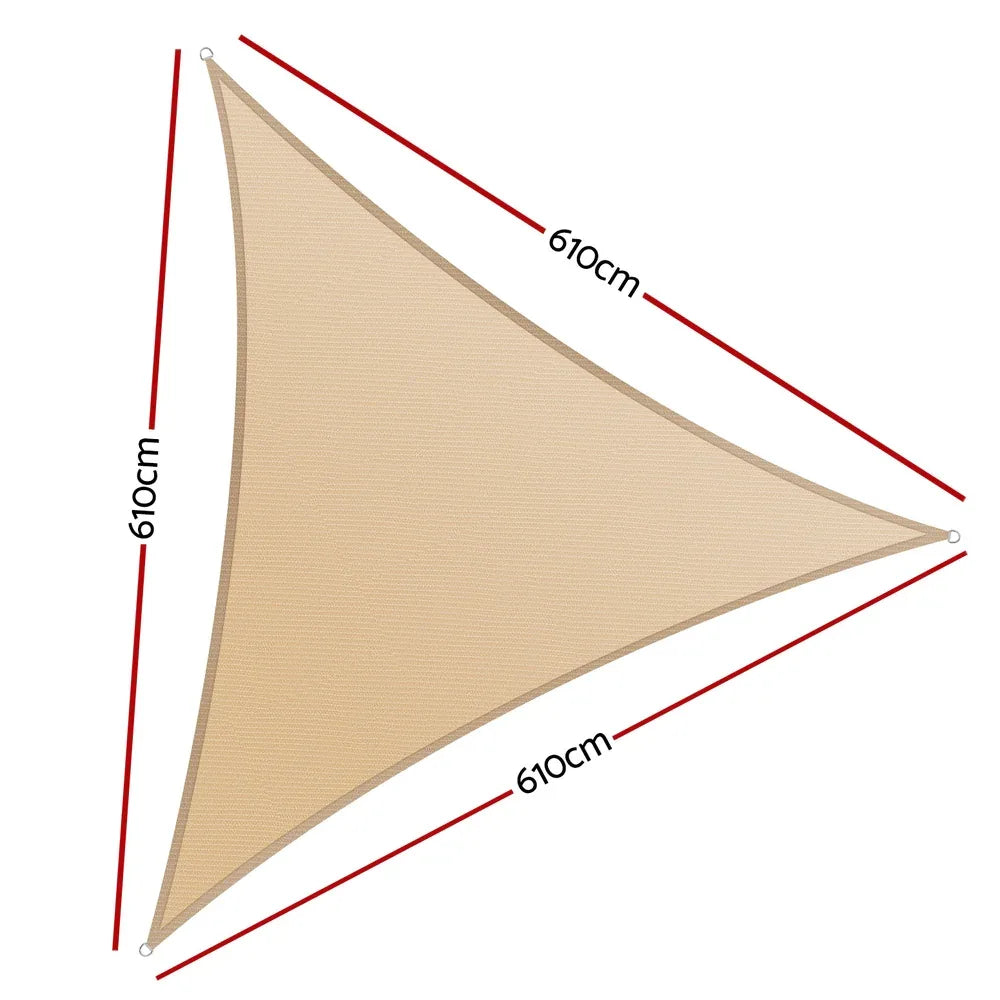 Instahut Shade Sail Cloth Shadecloth Triangle Sun Canopy 6.1x6.1x6.1M - Mekamart Australia