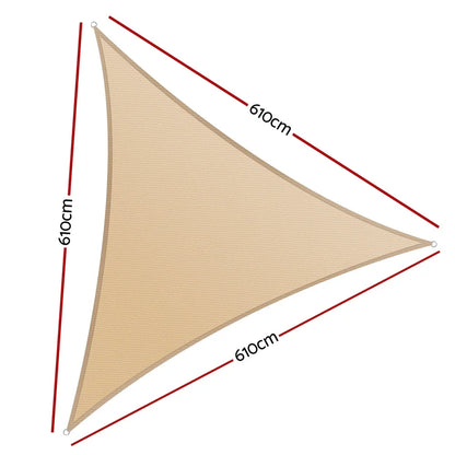 Instahut Shade Sail Cloth Shadecloth Triangle Sun Canopy 6.1x6.1x6.1M - Mekamart Australia