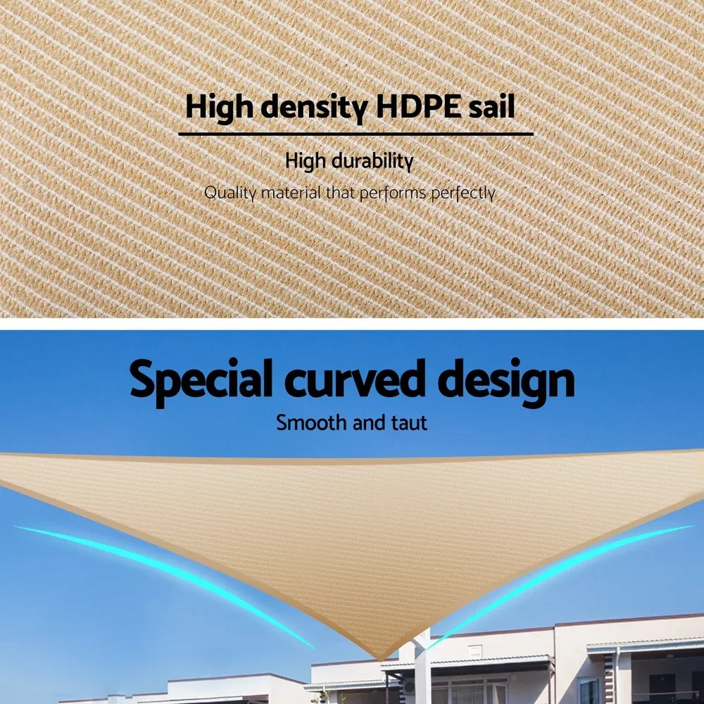 Instahut Shade Sail Cloth Shadecloth Triangle Sun Canopy 6.1x6.1x6.1M - Mekamart Australia
