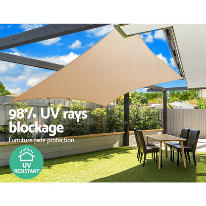 Instahut Shade Sail 4x6m Rectangle 280GSM 98% Sand Shade Cloth - Mekamart Australia
