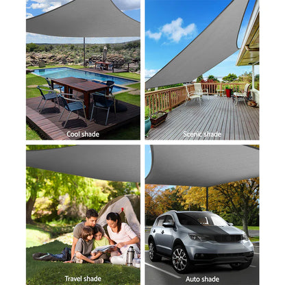 Instahut Shade Sail 6x8m Rectangle 280GSM 98% Grey Shade Cloth - Mekamart Australia