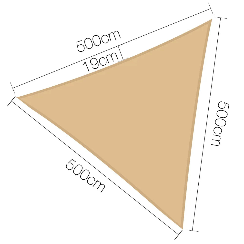 Instahut Shade Sail 5x5x5m Triangle 185GSM 95% Sand Shade Cloth - Mekamart Australia