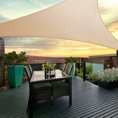 Instahut Shade Sail 5x5x5m Triangle 185GSM 95% Sand Shade Cloth - Mekamart Australia