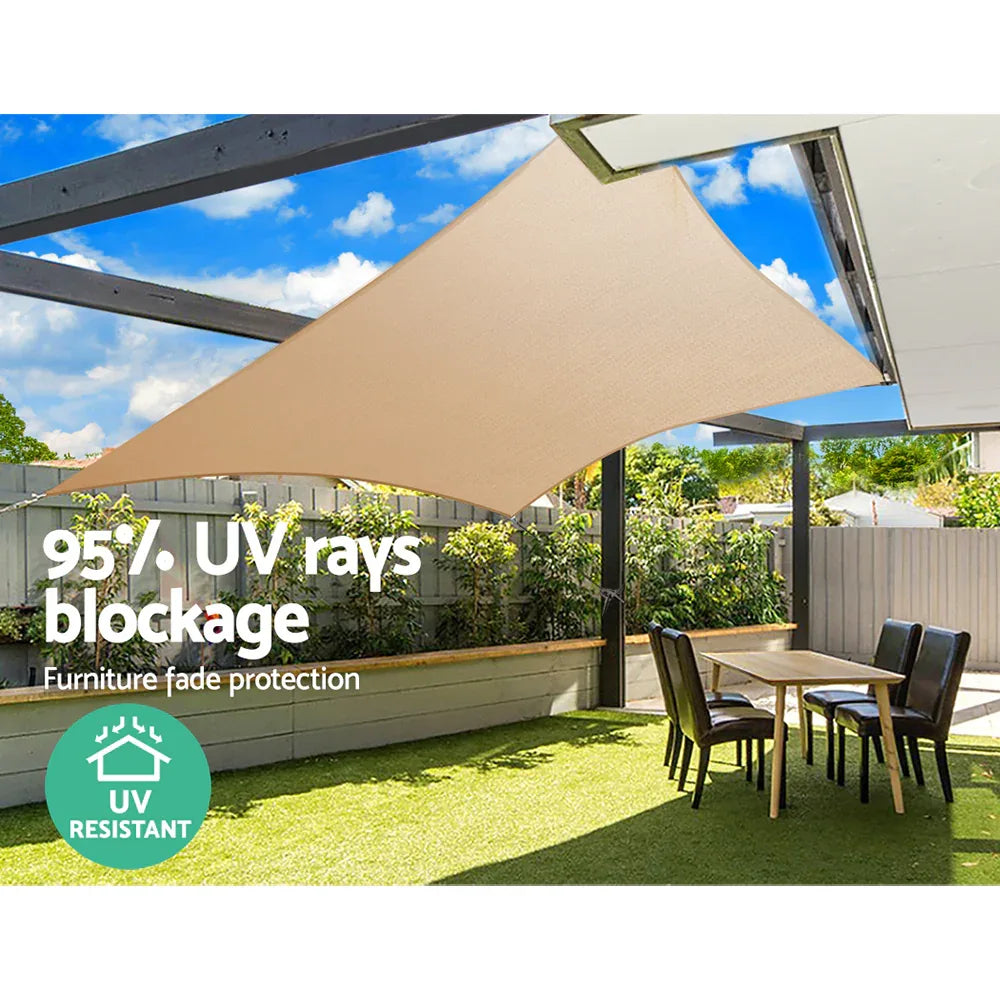 Instahut Waterproof Shade Sail 2x4m Rectangle Sand 95% Shade Cloth - Mekamart Australia