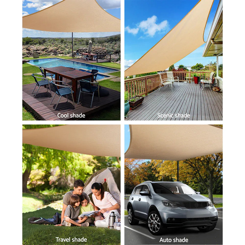 Instahut Waterproof Shade Sail 4x5m Rectangle Sand 95% Shade Cloth - Mekamart Australia