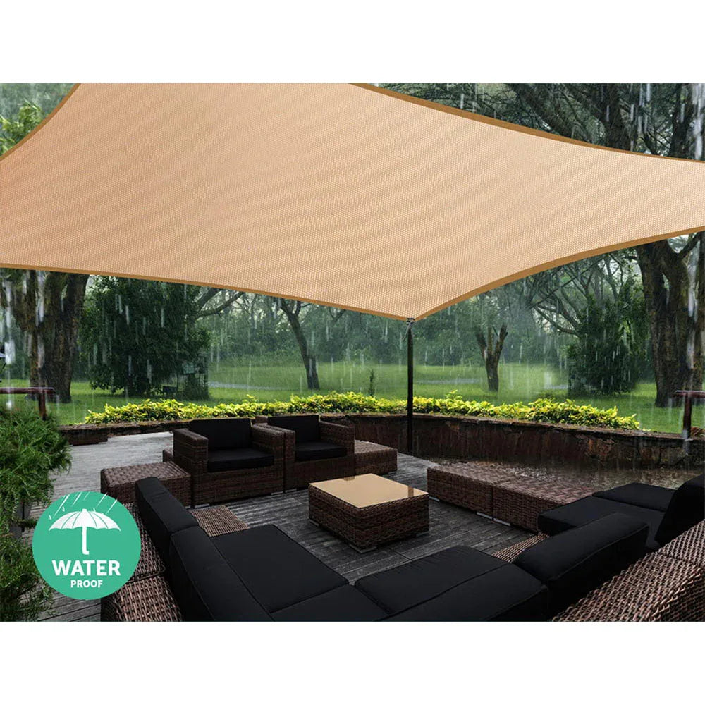 Instahut Waterproof Shade Sail 4x6m Rectangle Sand 95% Shade Cloth - Mekamart Australia