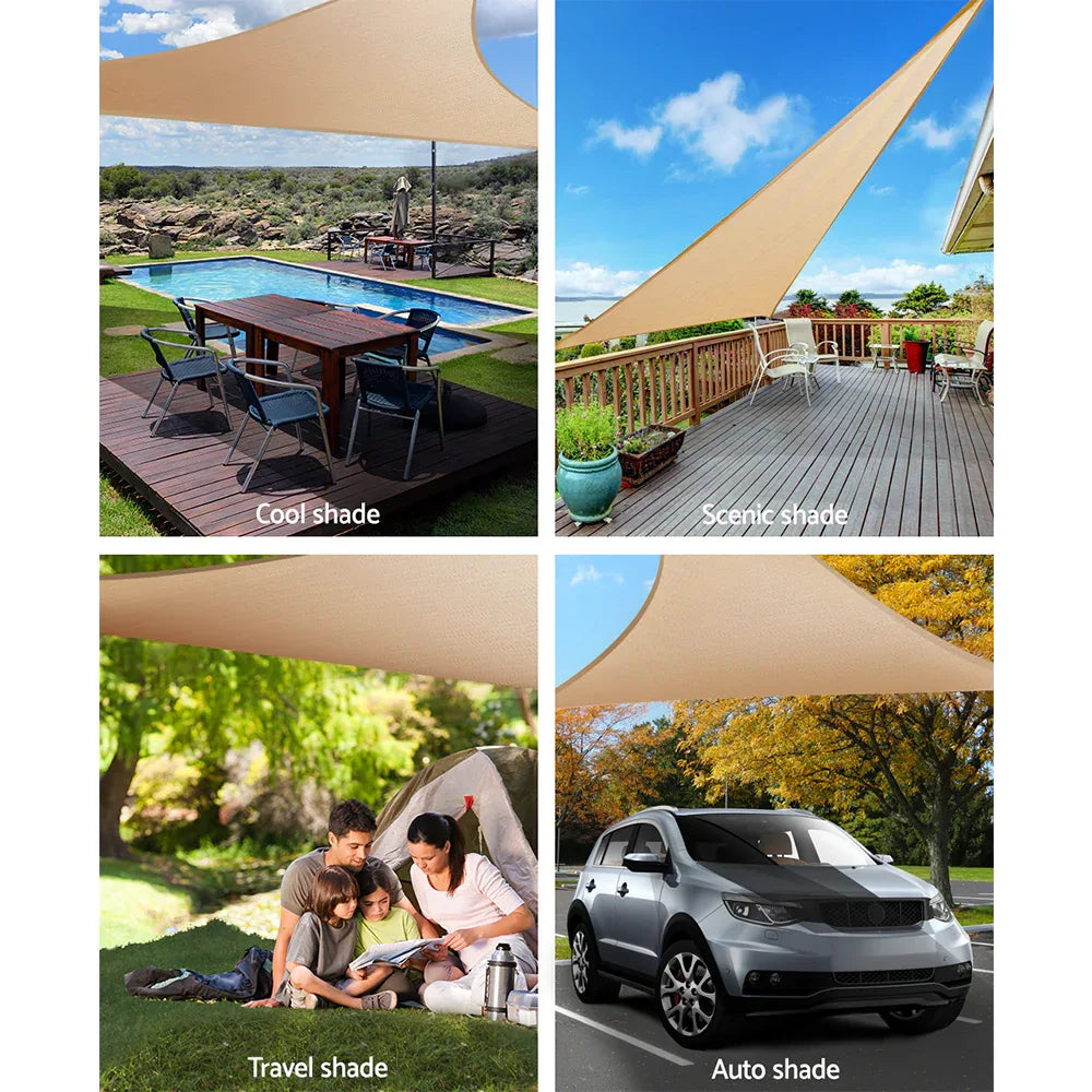 Instahut Waterproof Shade Sail 5x5x5m Rectangle Sand 95% Shade Cloth - Mekamart Australia