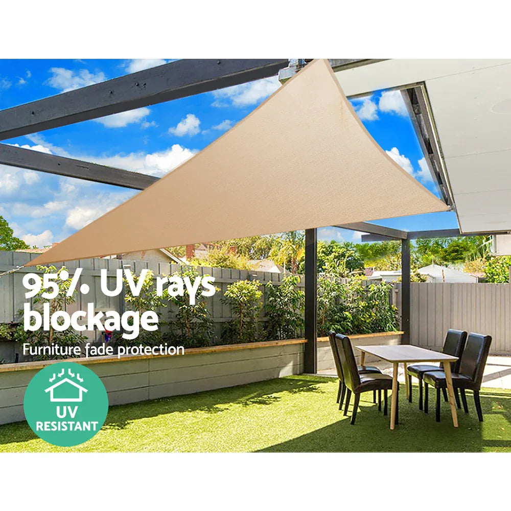 Instahut Waterproof Shade Sail 5x5x5m Rectangle Sand 95% Shade Cloth - Mekamart Australia