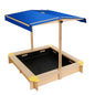 Keezi Kids Sandpit Wooden Sandbox Sand Pit with Canopy Bench Seat Toys 101cm - Mekamart Australia
