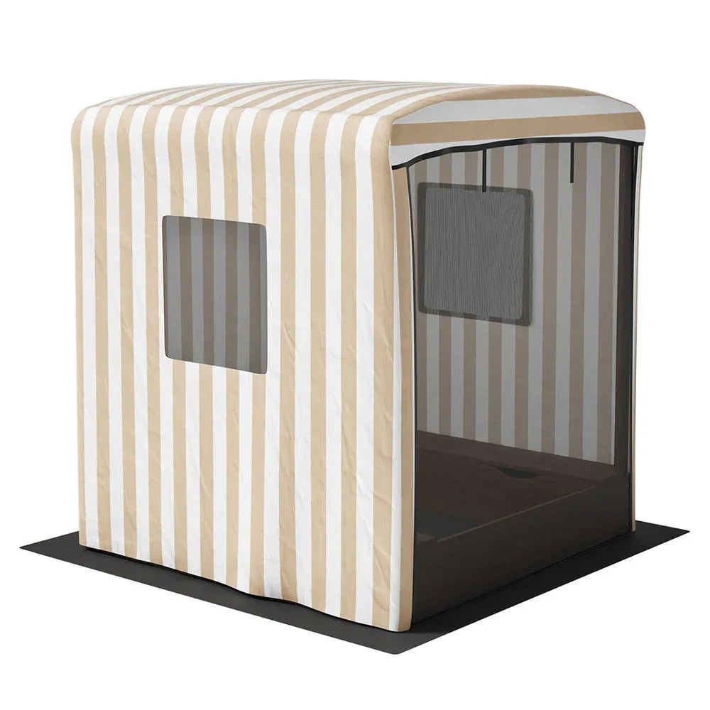 Keezi Kids Sandpit Wooden Sandbox Sand Pit with Canopy Window Water Basin 120cm - Mekamart Australia