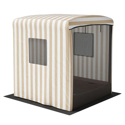 Keezi Kids Sandpit Wooden Sandbox Sand Pit with Canopy Window Water Basin 120cm - Mekamart Australia