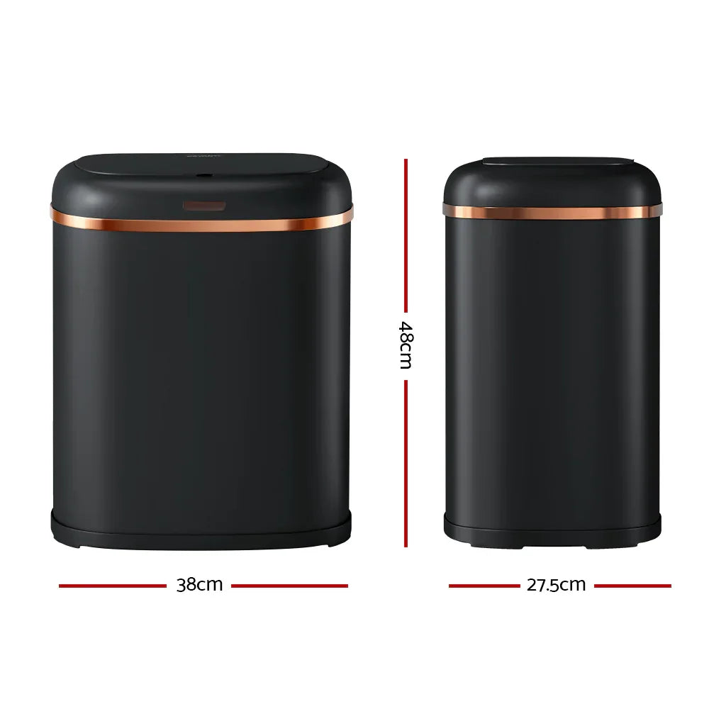 Devanti 38L Motion Sensor Bin Rubbish Automatic Black - Mekamart Australia
