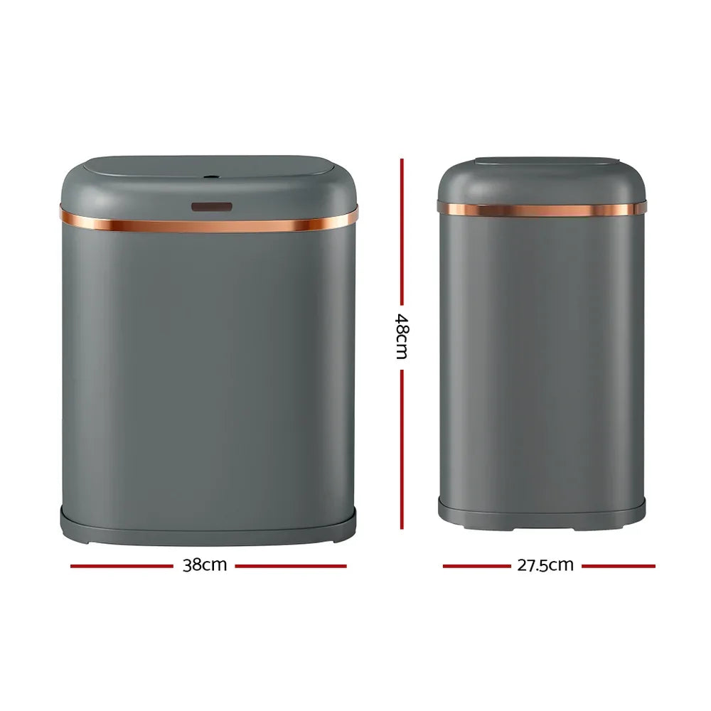 Devanti 38L Motion Sensor Bin Rubbish Automatic Grey - Mekamart Australia