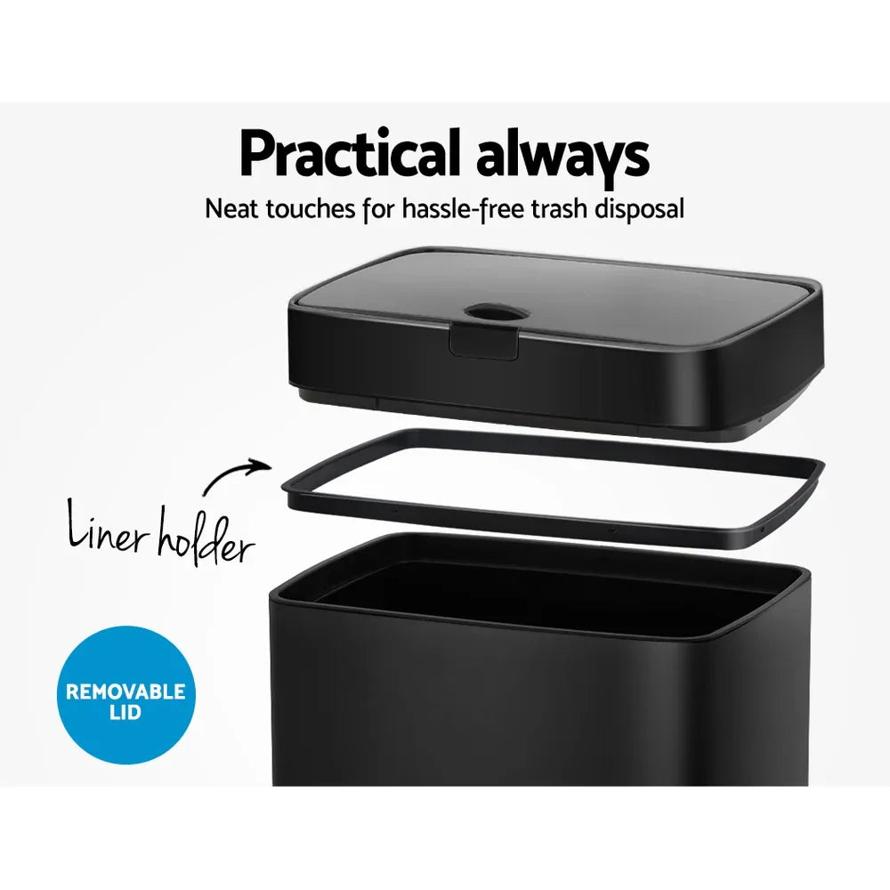 Devanti Motion Sensor Bin 45L Touchless Operation Noise-Free Kitchen - Mekamart Australia