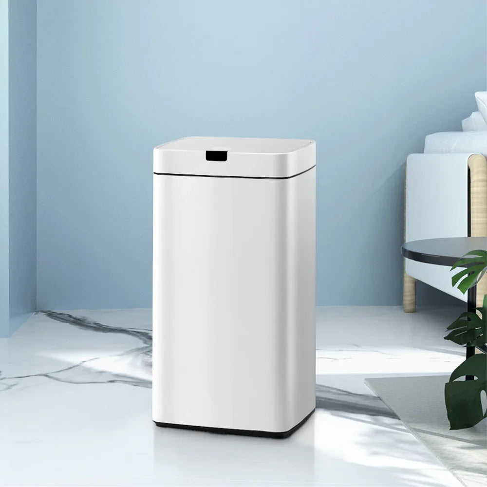 Devanti 45L Motion Sensor Bin Rubbish Automatic White - Mekamart Australia