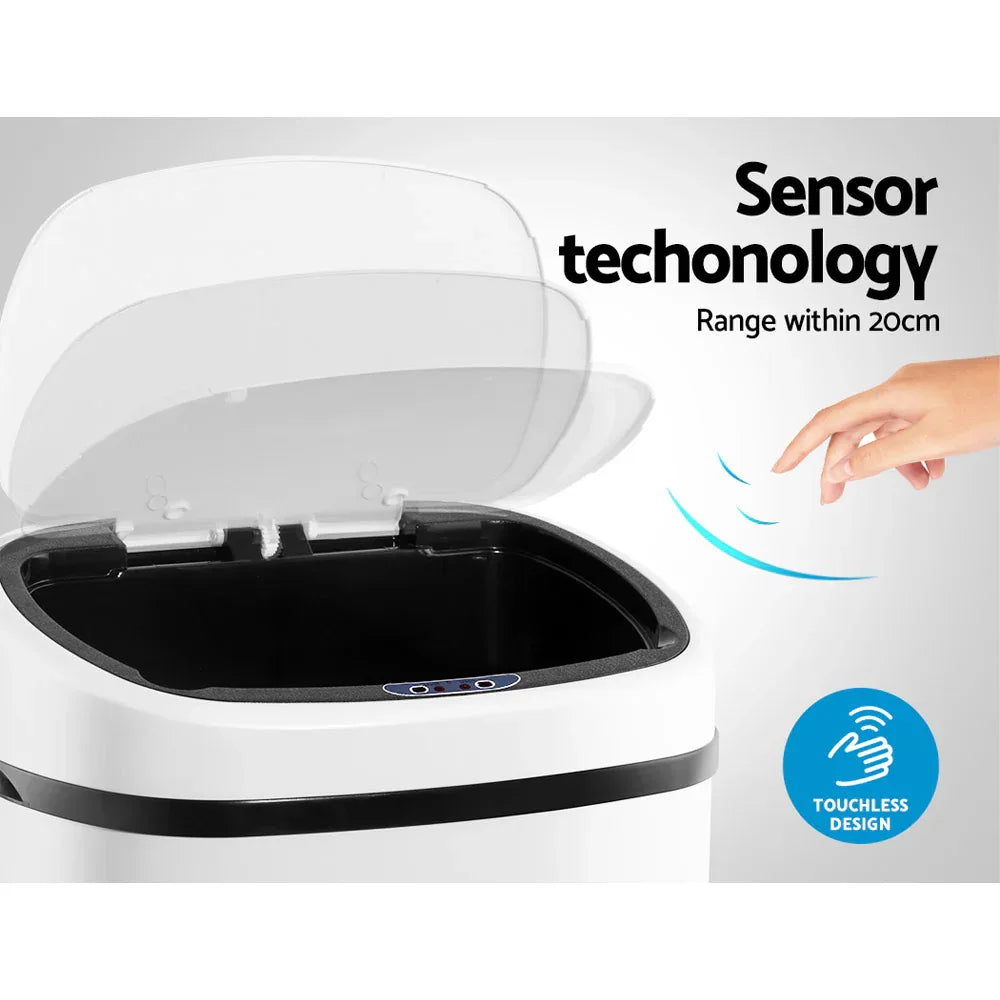 Devanti 58L Motion Sensor Bin Rubbish Automatic White - Mekamart Australia