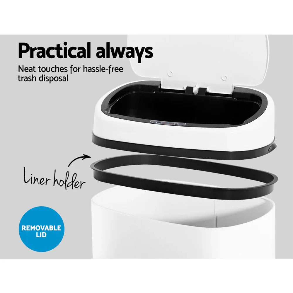 Devanti 58L Motion Sensor Bin Rubbish Automatic White - Mekamart Australia