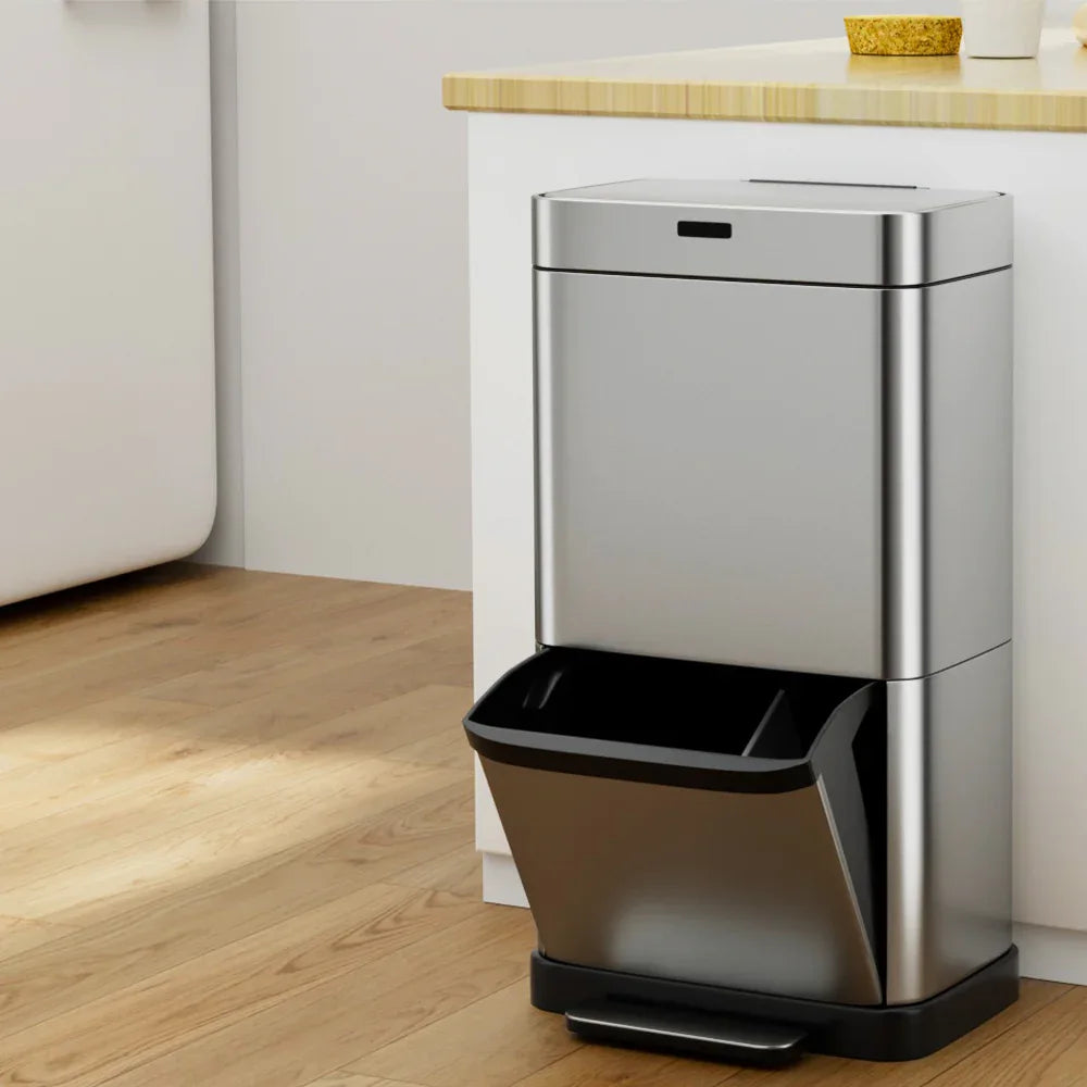 Devanti 70L Motion Sensor Bin Pedal Bins Automatic Siver - Mekamart Australia