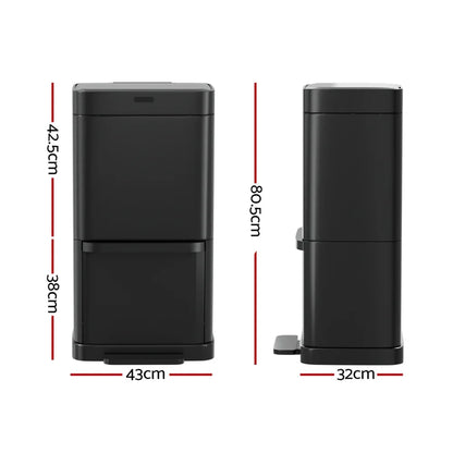 Devanti 70L Motion Sensor Bin Pedal Bins Automatic Black - Mekamart Australia