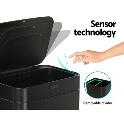 Devanti 70L Motion Sensor Bin Pedal Bins Automatic Black - Mekamart Australia