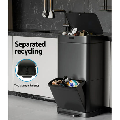 Devanti 70L Motion Sensor Bin Pedal Bins Automatic Black - Mekamart Australia
