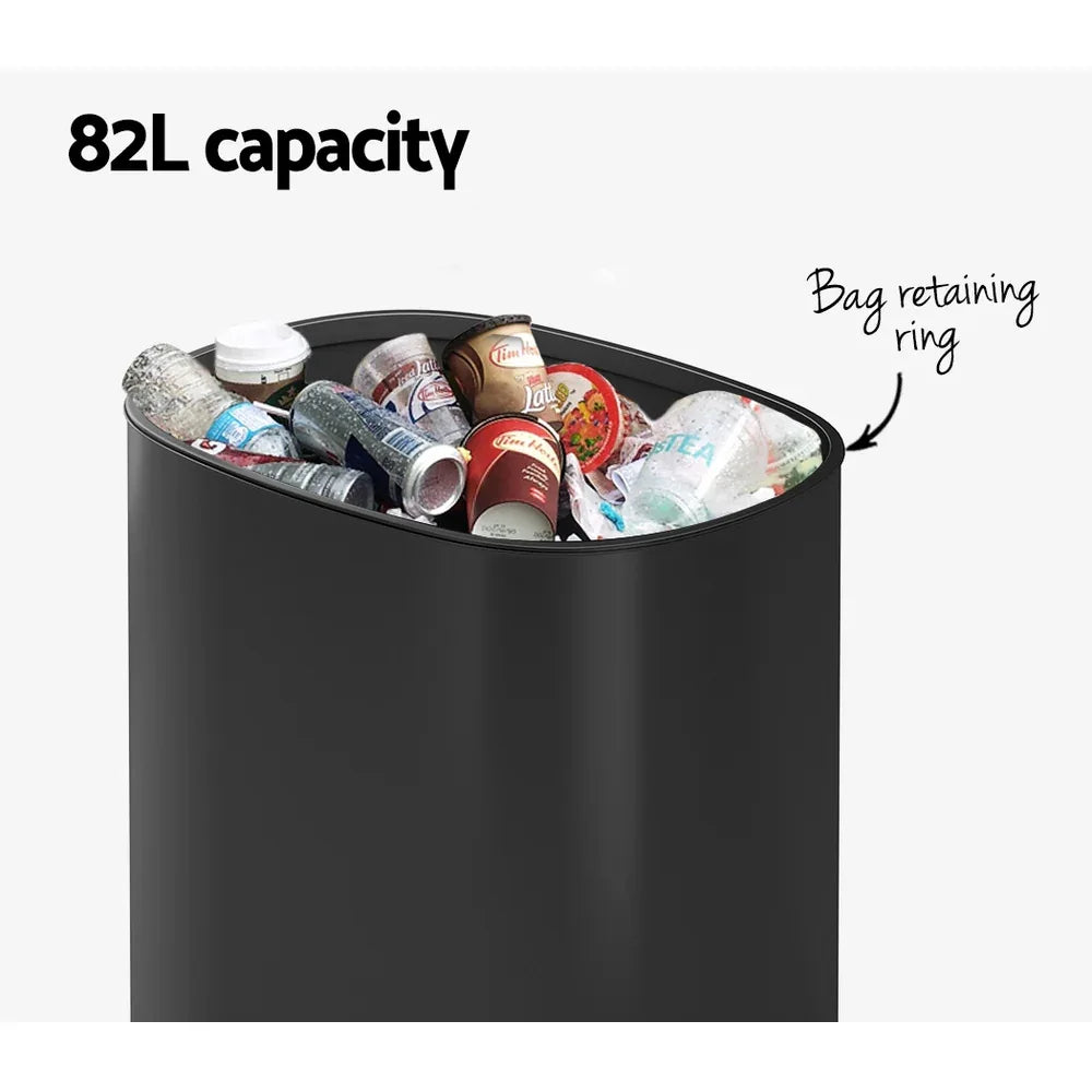 Devanti 82L Motion Sensor Bin Rubbish Automatic Black - Mekamart Australia