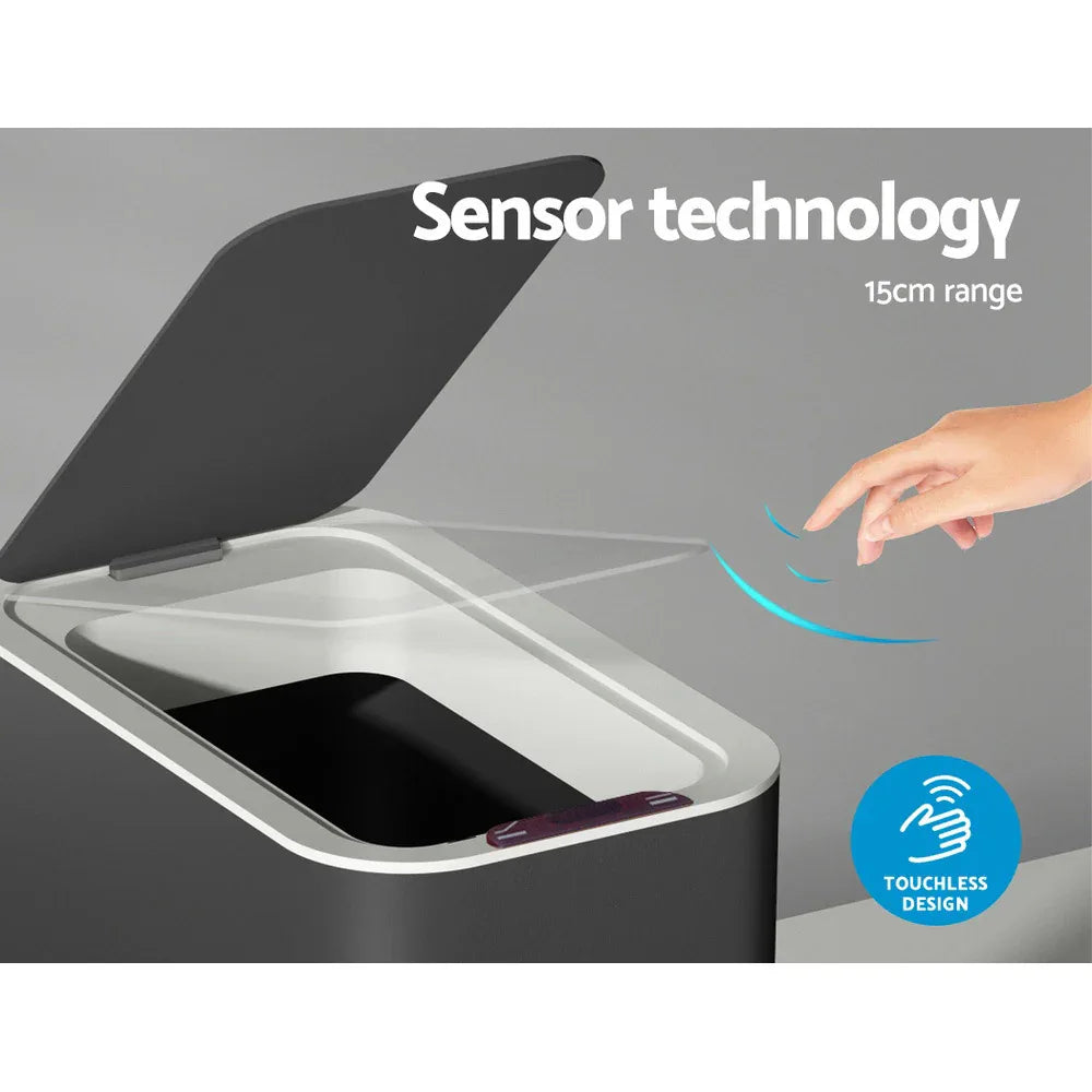 Devanti 9L Motion Sensor Bin Rubbish Automatic Ash Black - Mekamart Australia