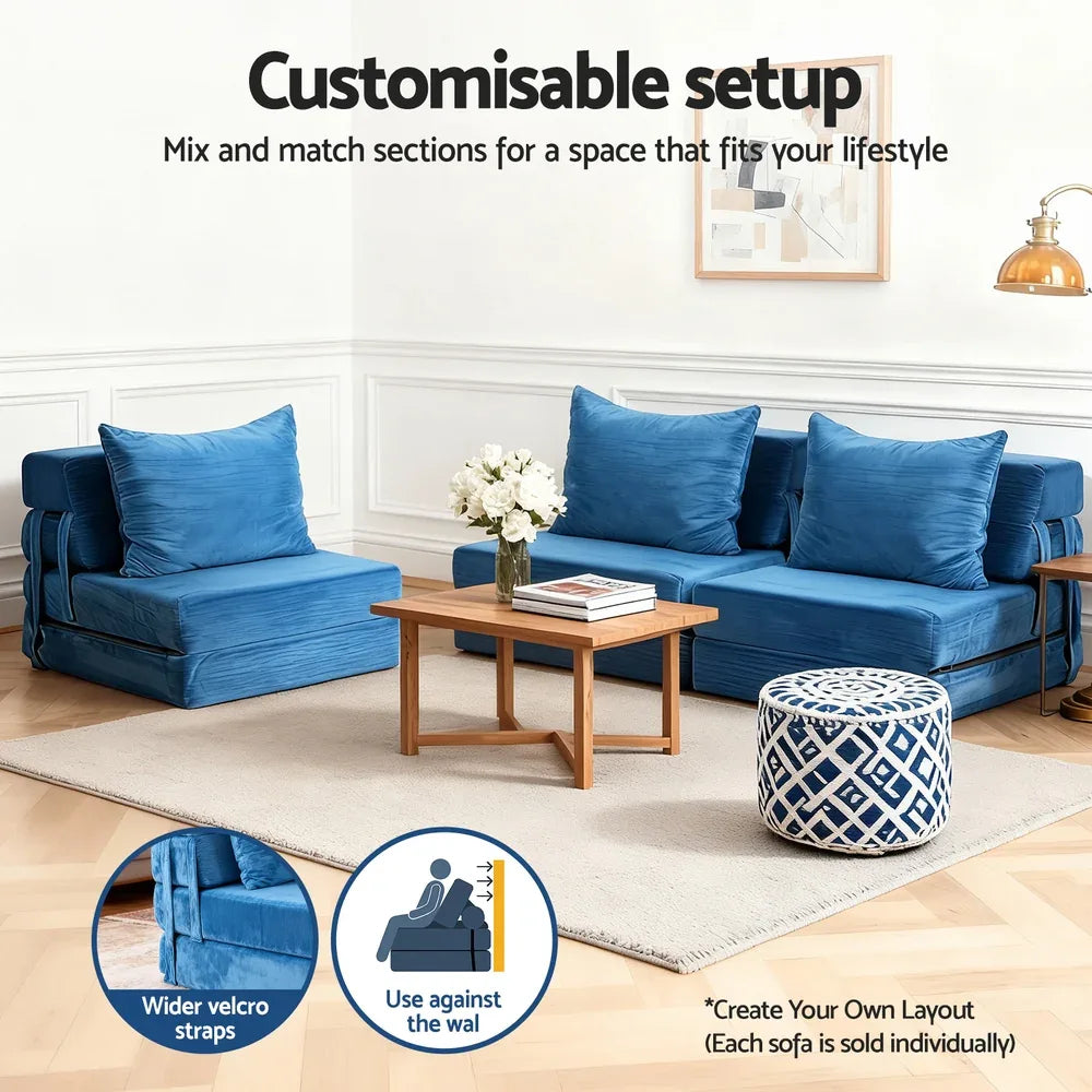 Artiss Convertible Folding Sofa Bed Armless Lounger Foam Floor Sofas Futons Couches - Mekamart Australia