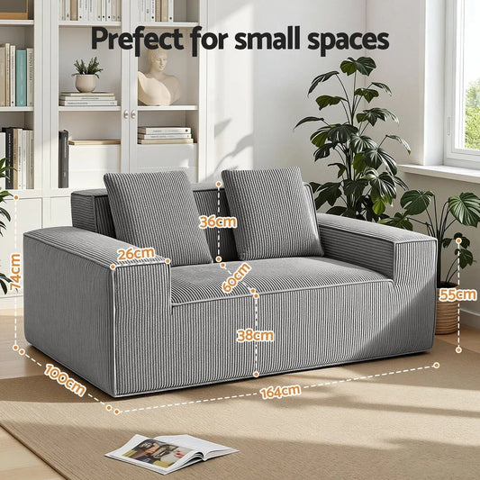 Artiss 2 Seater Sofa Loveseat Sofas Bed Couch No Assembly Corduroy Small Couches Apartement - Mekamart Australia
