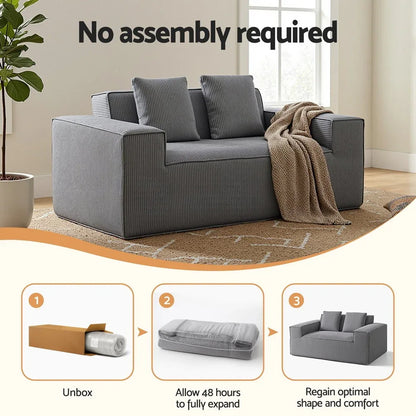 Artiss 2 Seater Sofa Loveseat Sofas Bed Couch No Assembly Corduroy Small Couches Apartement - Mekamart Australia