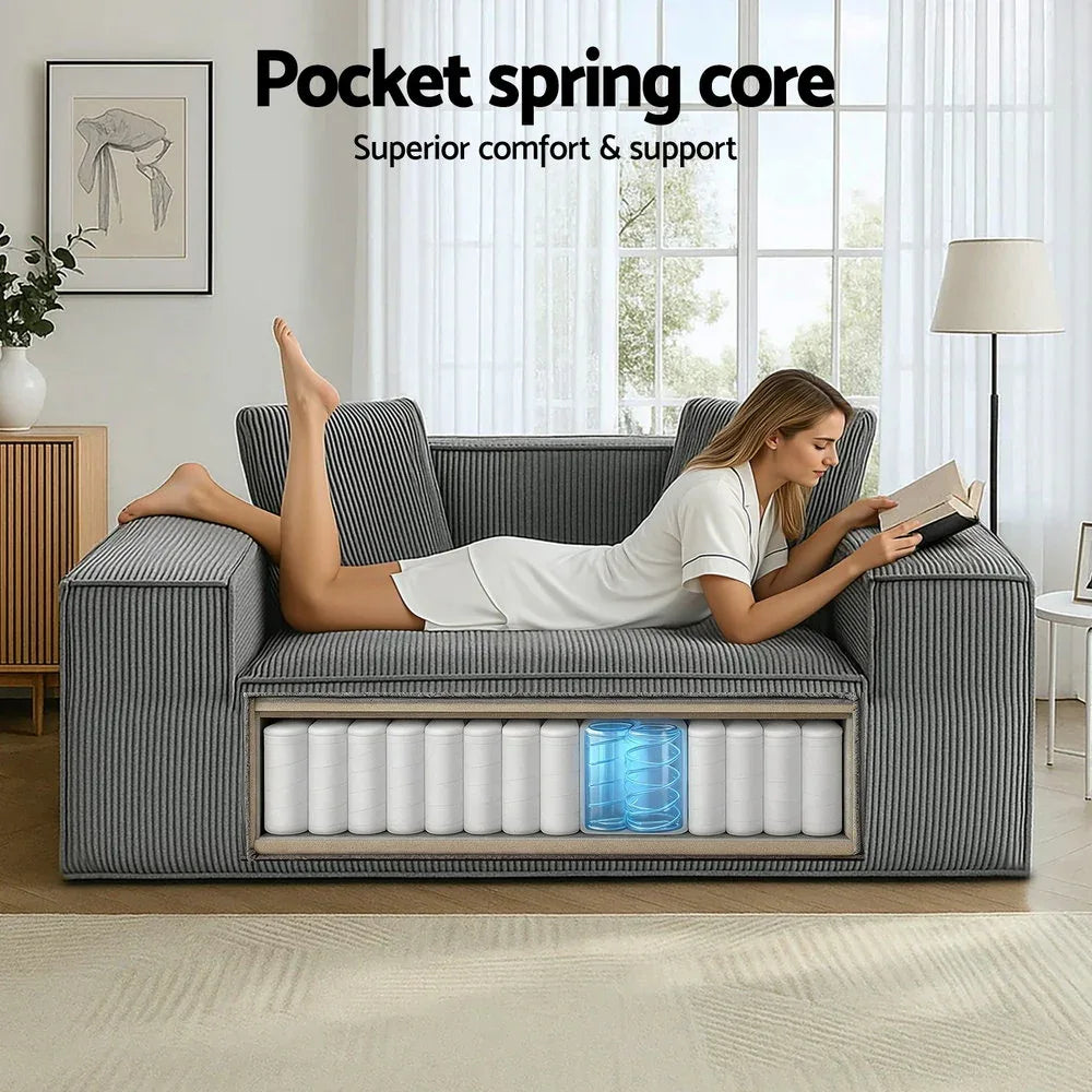 Artiss 2 Seater Sofa Loveseat Sofas Bed Couch No Assembly Corduroy Small Couches Apartement - Mekamart Australia