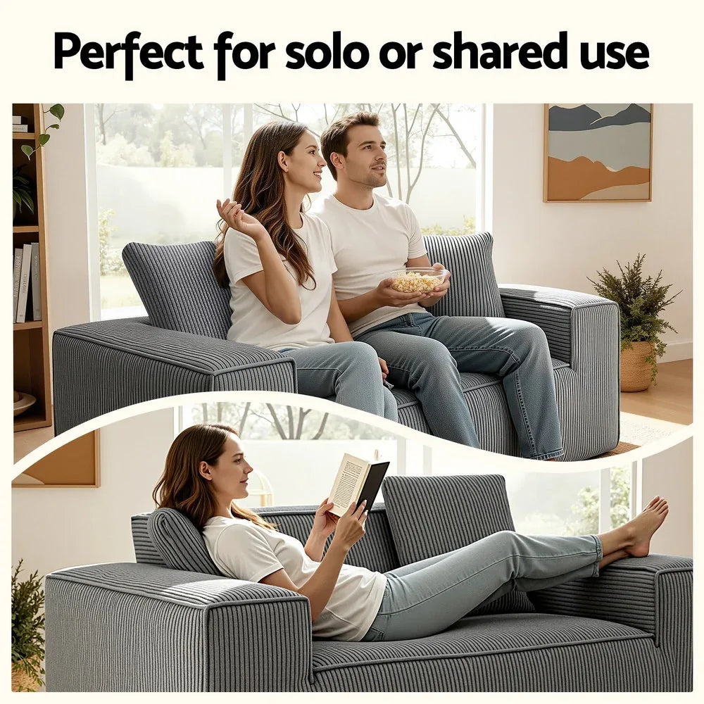 Artiss 2 Seater Sofa Loveseat Sofas Bed Couch No Assembly Corduroy Small Couches Apartement - Mekamart Australia