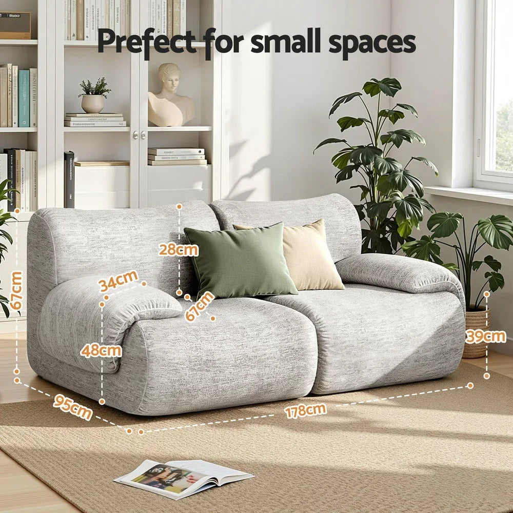 Artiss 2 Seater Sofa Modular Sectional Sofas Couch Bed No Assembly Living Room Grey - Mekamart Australia