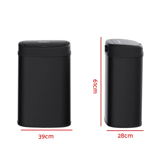 Devanti 50L Sensor Bin Motion Rubbish Automatic Black - Mekamart Australia